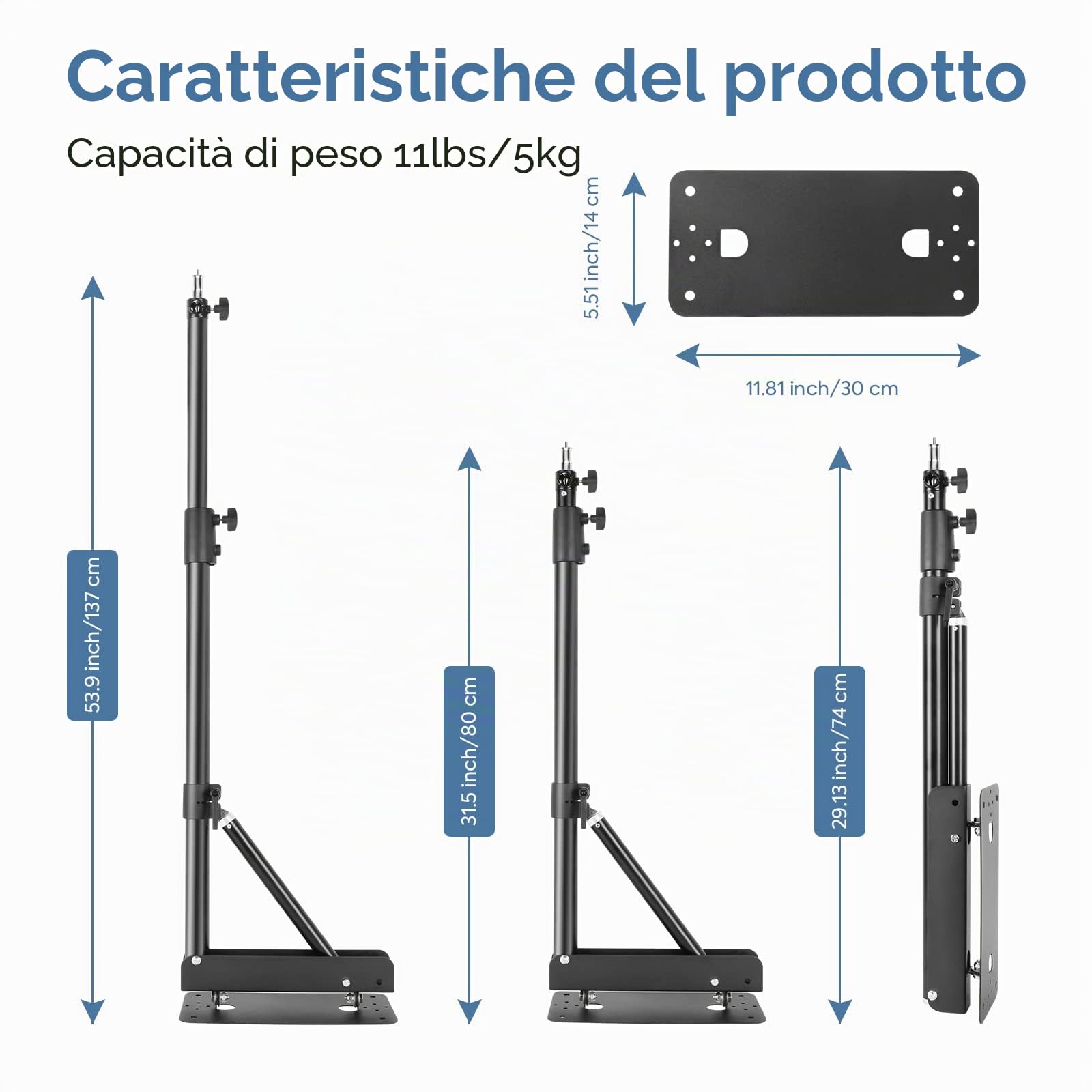 Braccio triangolare per montaggio a parete, 130 cm, rotazione flessibile di 180°, supporto per apparecchi fotografici per luce stroboscopica, monolight, softbox, ombrello, riflettore