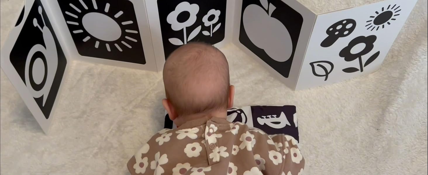 Hahaland Jouet D'Éveil Bébé 6 Mois – Miroir Montessori Noir Et Blanc, Jouets Sensoriels Pliables Pour Tout-Petits, Cadeau Naissance Fille Garçon 0-3-6-12 Mois