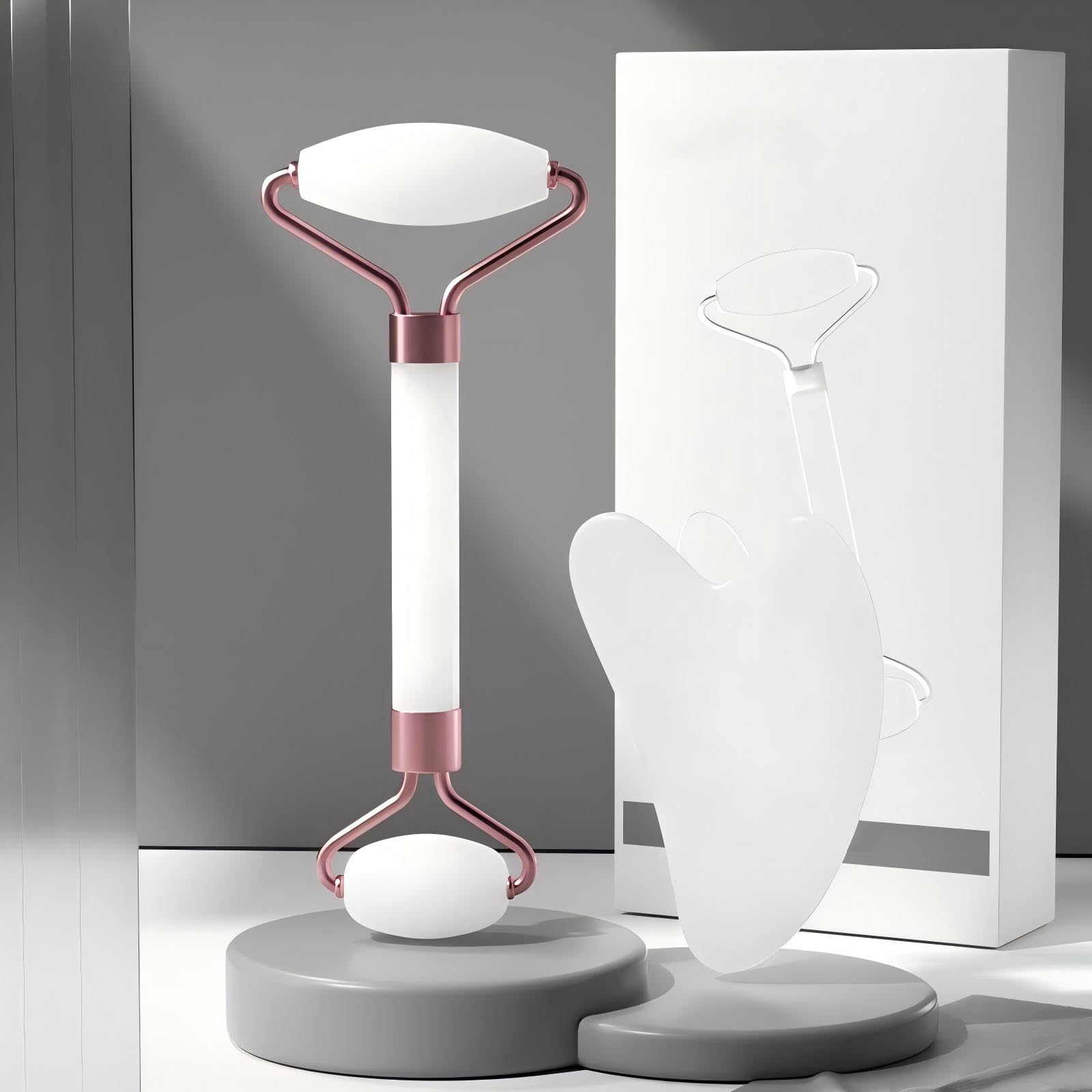 Conjunto de rolo massageador facial manual de 3 peças para cuidados com a pele facial