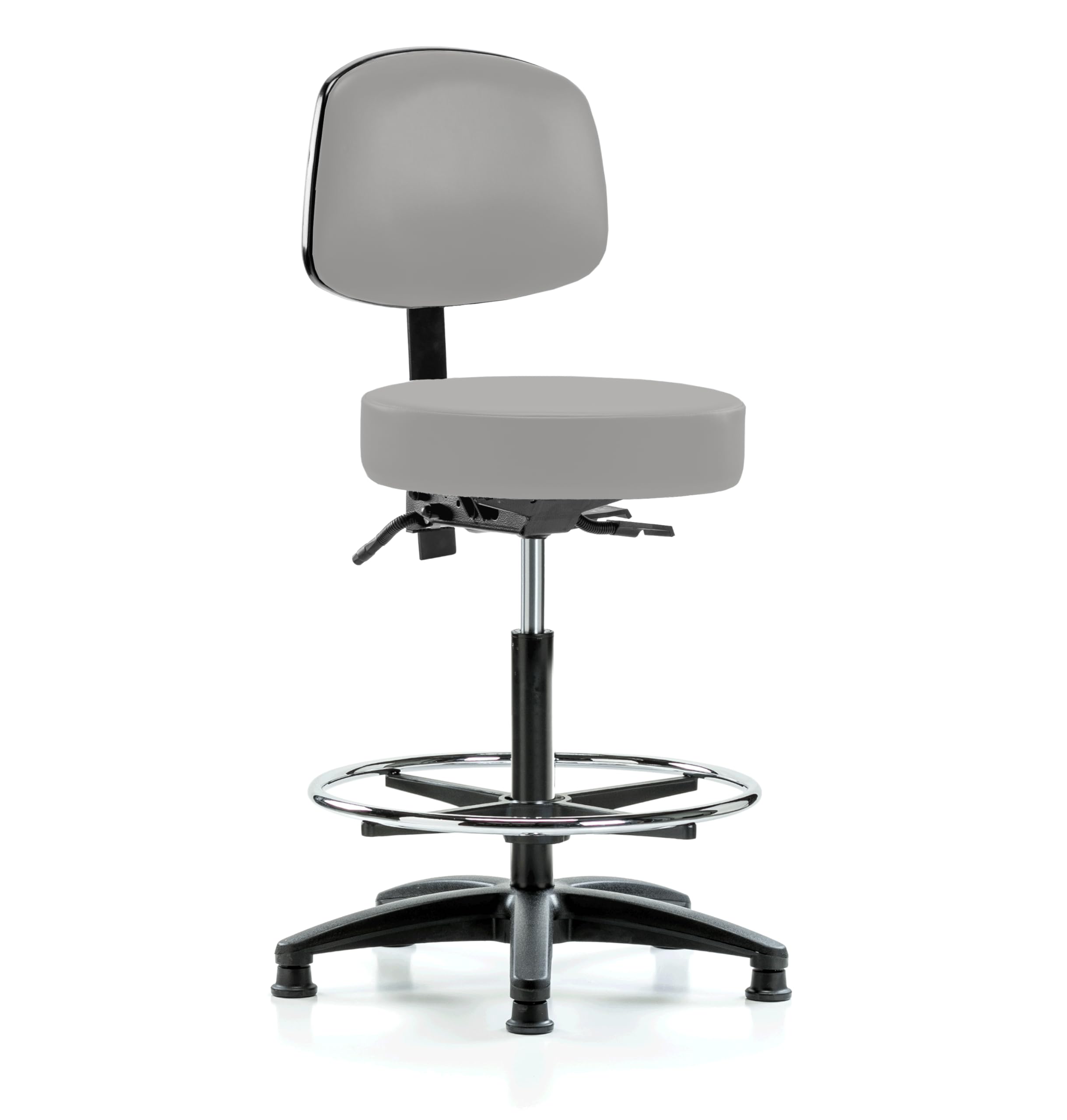 Perch Exam Stool with Foot Ring, Glides, 25-35", Grey