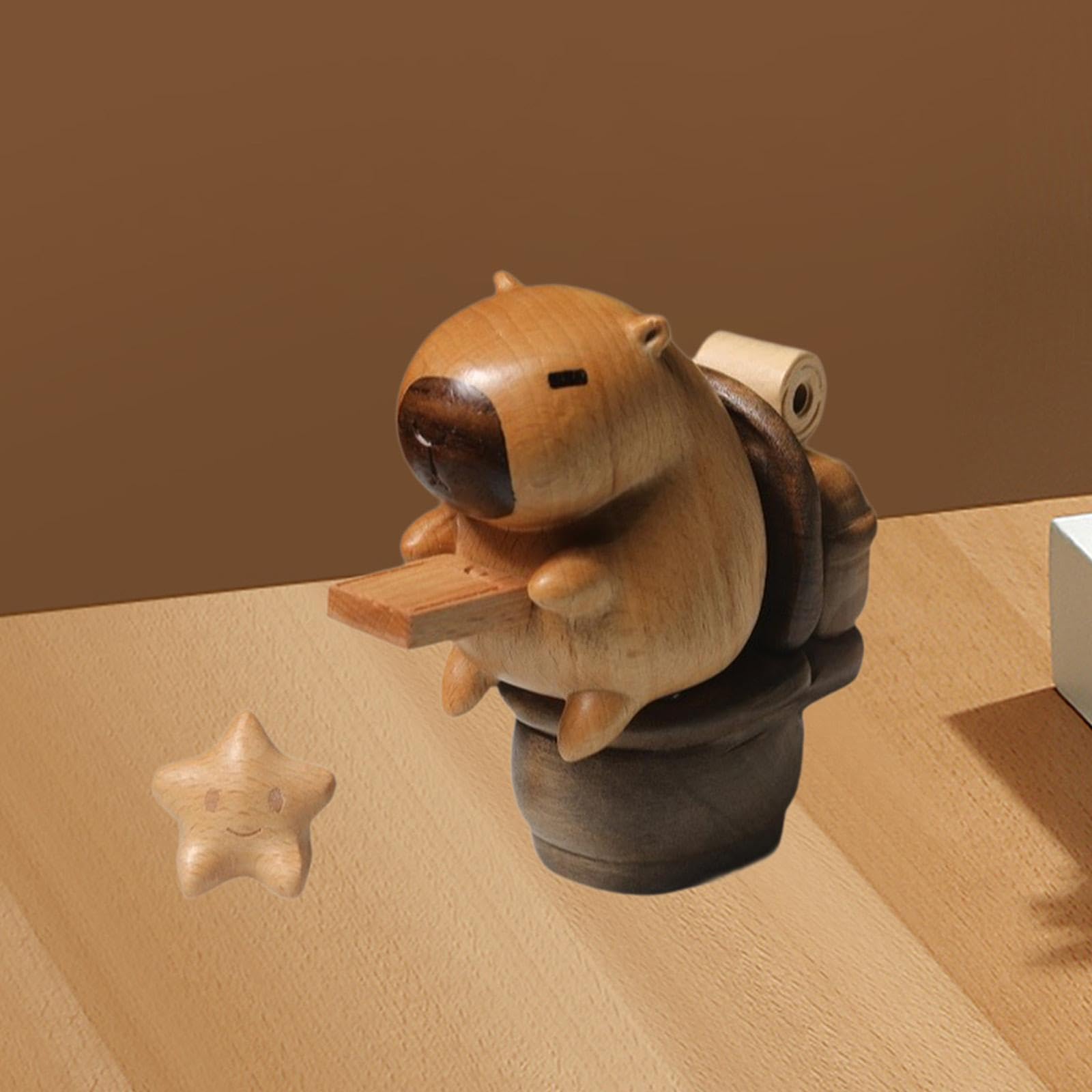 Giocattolo Puzzle di Cacca di Capibara, Statua di Animale in Legno, Scultura Artistica Minimalista, Statuetta in Miniatura per mensola della Camera da