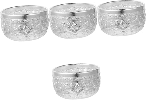 Garneck Tazón tailandés 4pcs Tazón de condimento Tazón de ensalada Tazón de manchas Tazón tibetano Cuencos que ofrecen tazón de agua bendita Tazón