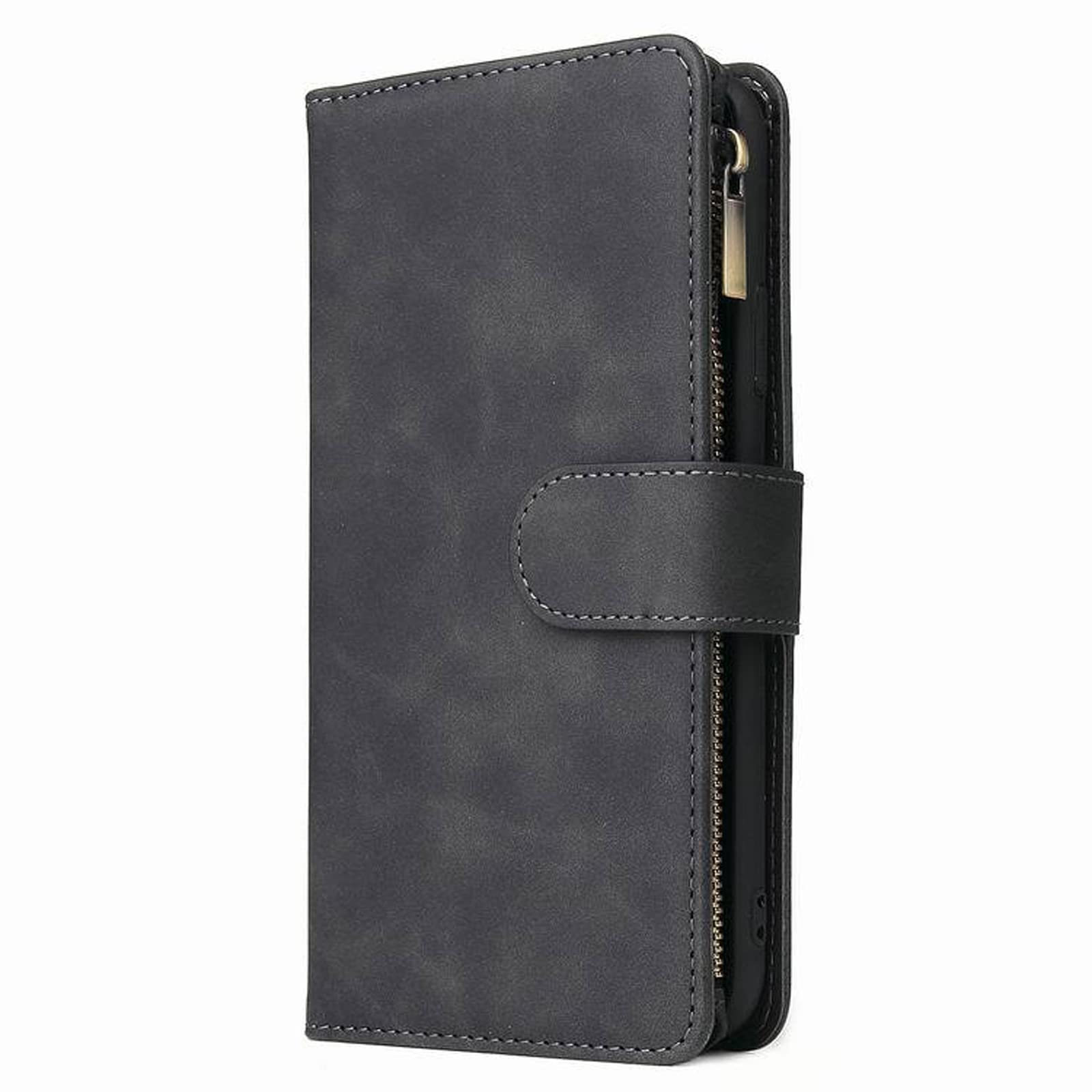LTL Etui na telefon do iPhone 13 Mini/13/13 Pro/13 Pro Max, wysokiej jakości skórzane etui z klapką z przegródkami na karty etui na telefon magnetyczne zamknięcie, czarne, 13 Mini 5,4 cala