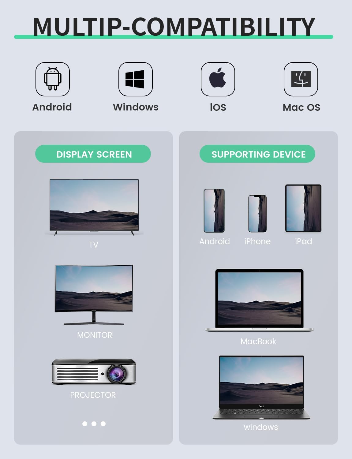 BARPENOY Wireless HDMI Display Adapter, Used for Streaming Video/Audio from Laptop, PC, Smartphone to high-Definition TV/Projector, No Setup, No Application, Support Android/iOS/Windows and MacOS