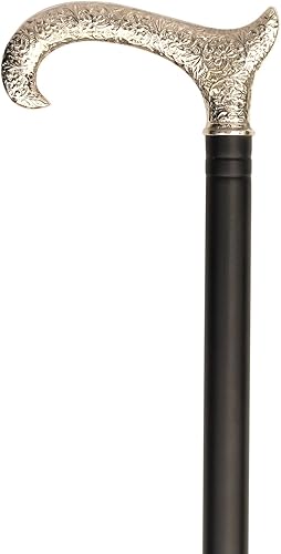 Bastones y bastones de metal Derby de alta calidad Bastón victoriano de 37 pulgadas de aspecto vintage de ébano negro para hombres y mujeres,