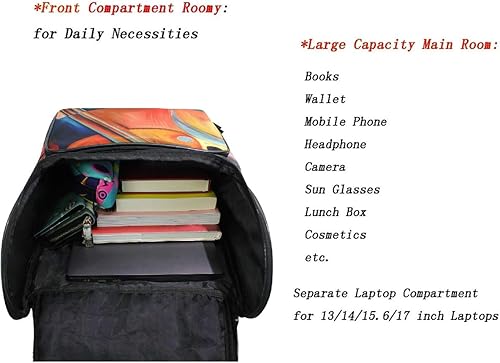 Miniatura 5 de Naanle Daypack - Mochila escolar universitaria grande para hombres y mujeres, bolsa impermeable para computadora portátil de 15.6 pulgadas