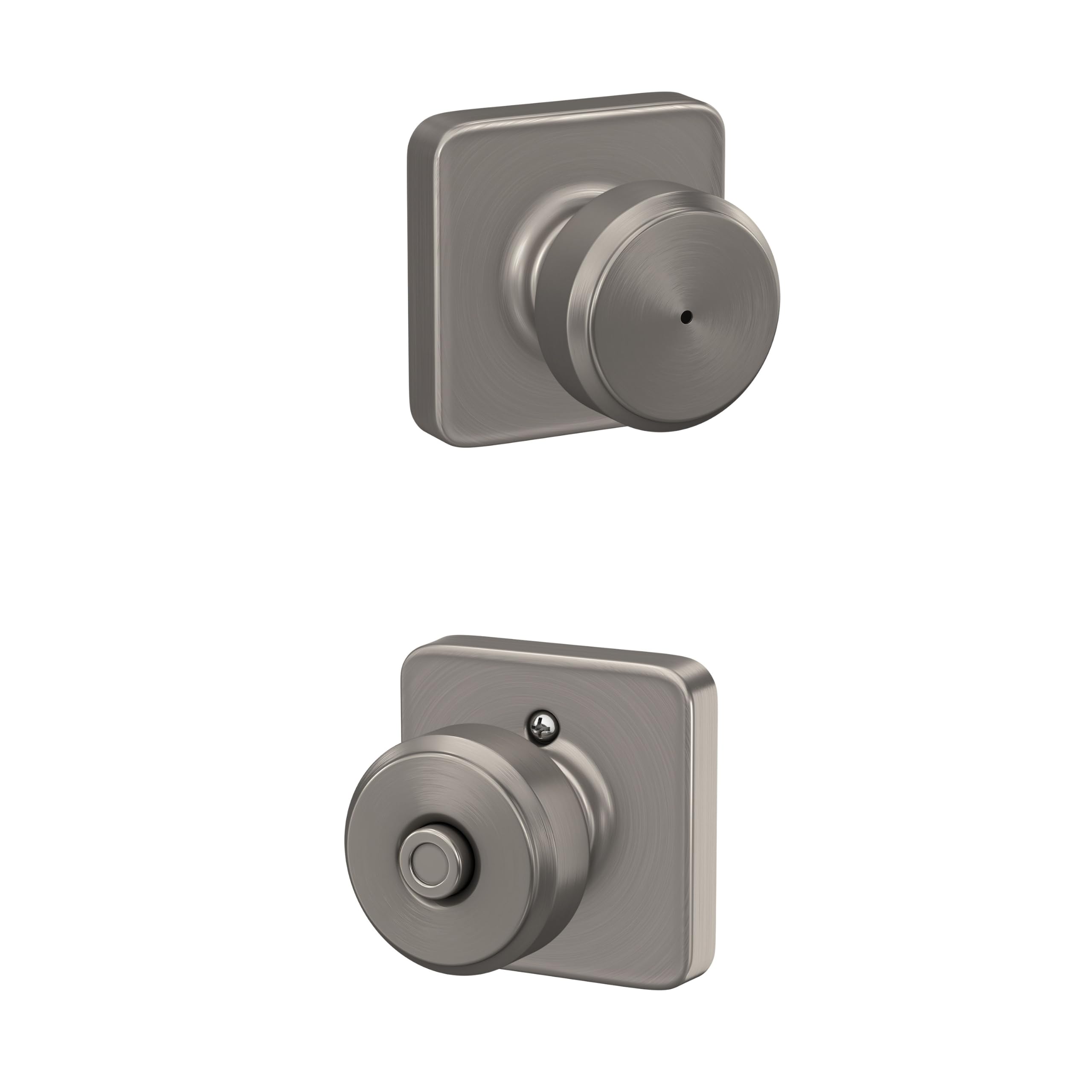 SCHLAGE Bowery Bed/Bath Privacy Door Handle with Lock, Satin Nickel