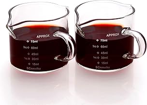 NCnnwovf 75ML/2.5OZ Double Spouts Measuring Triple Pitcher Milk Cup with Handle Espresso Shot Glasses Parts Glass (2)