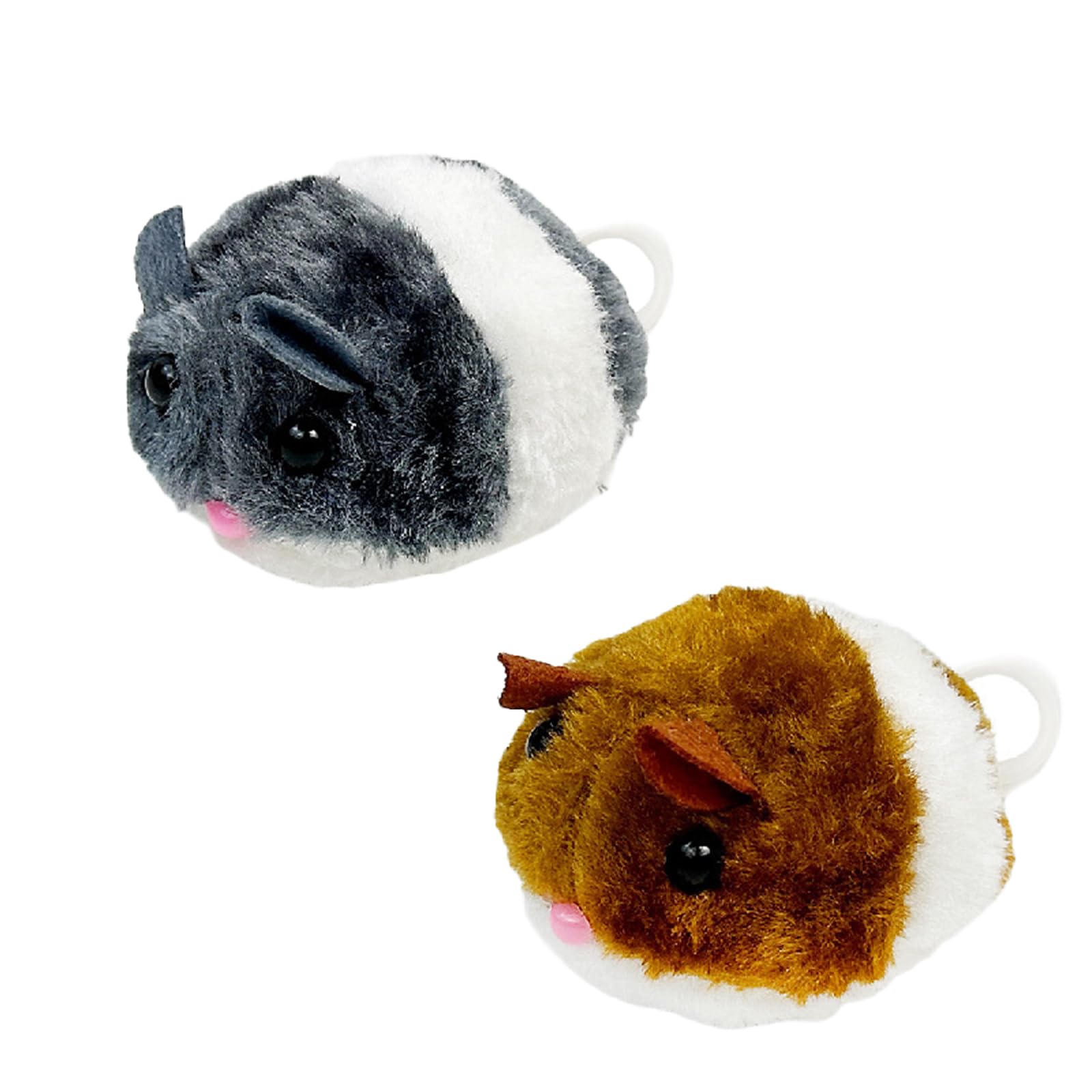 Elmsley 2 PCS Clockwork Toy Hamster,Automatic Mouse Cat Toy,Plush Wind Up Toys for Cats,Realistic Moving Interactive Hamster Cat-Toys for Small Pets,Fun Exercise Toys for Indoor Cats (Gray,Brown)