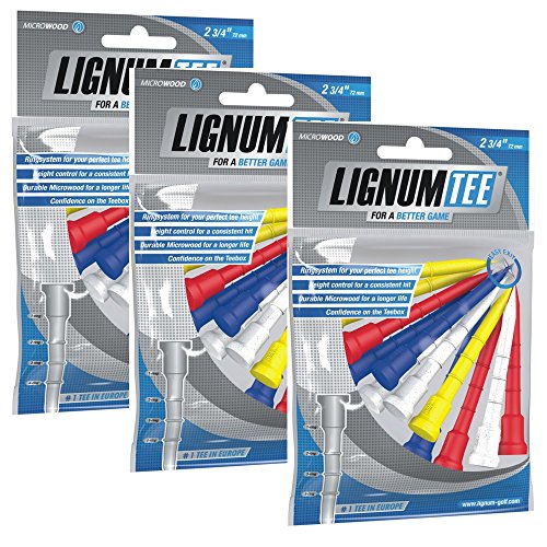 Lignum Tees 3 Beutel á 12 Stück 72 mm lang (36 Stück) Farbe: Bunt