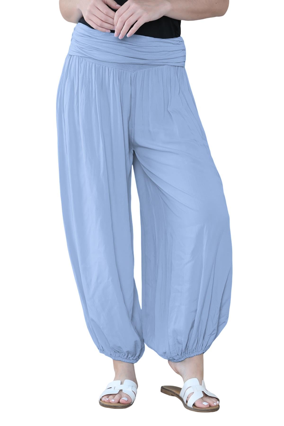 Hamishkane Women's Denim Hamishkane® Italian Baggy Harem Alibaba Pants Trousers Comfortable & Stylish Loose Fit Harem Trousers For Uk | Perfect Summer Trousers For Uk