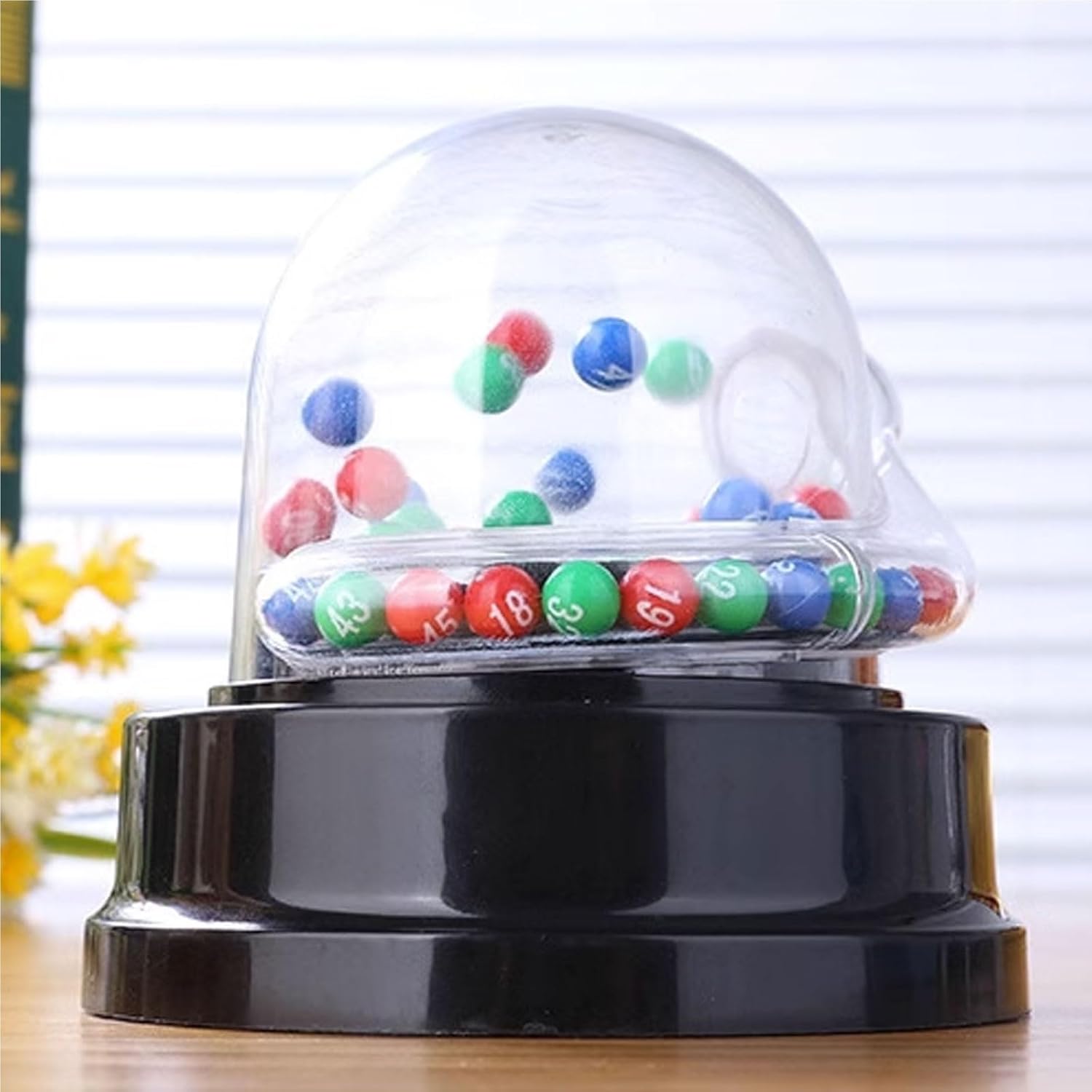 Electric Lottery Machine Set with Color Balls, Deluxe Desktop Bingo Game Toy for Home & Office Mixing Drum Cage