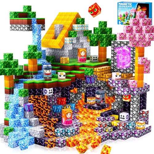 Pourbibi Magnetische Bausteine, 150 Teile Magnetbausteine ab 4 Jahre, Magnetspielzeug Magneten Kinder, Magnetblöcke für Kinder ab 3 4 5 6 7 8 9 Jahre Construction