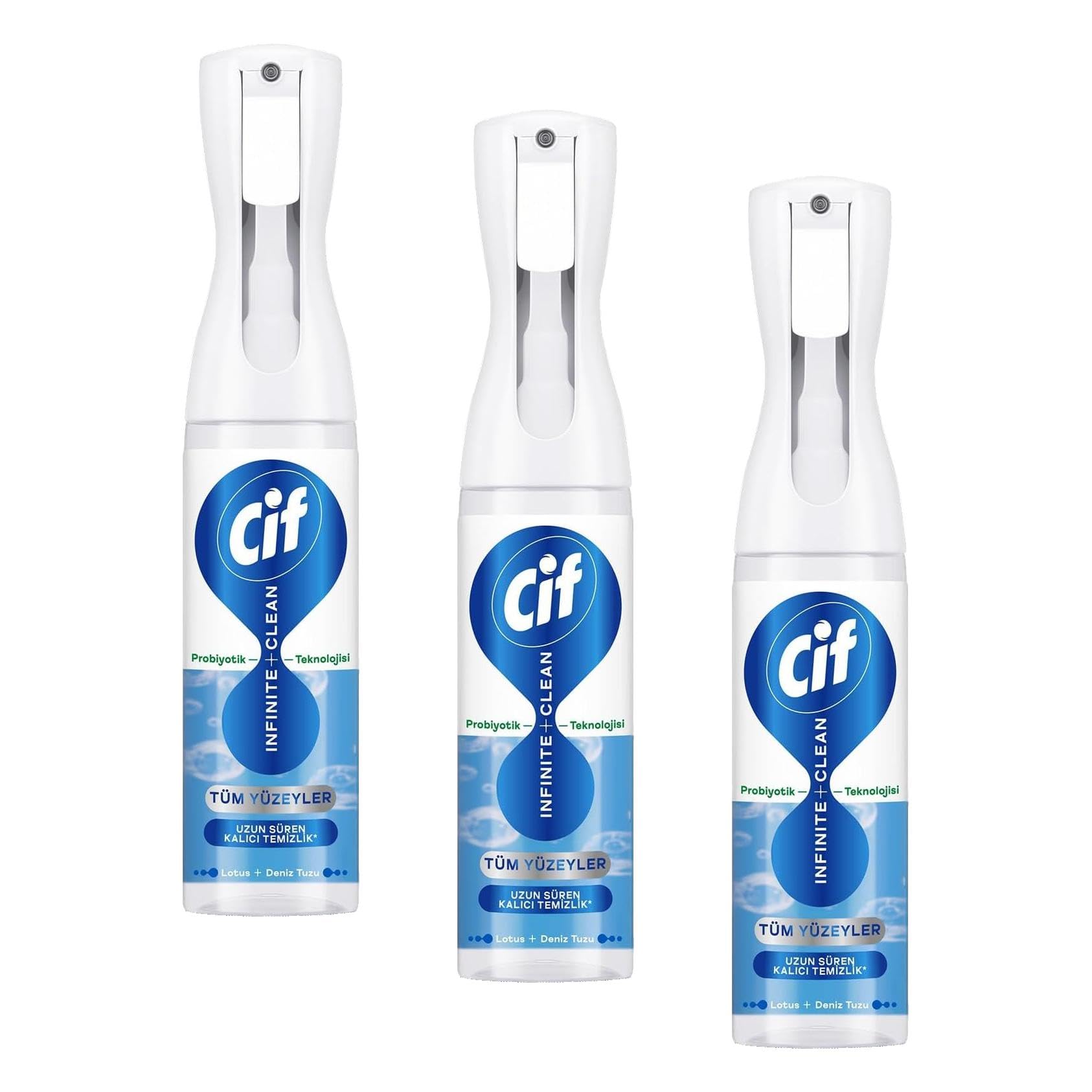 Cif Infinite Clean Doğal Probiyotikli Anti Toz Sprey Tüm Yüzeyler İçin Lotus & Deniz Tuzu 280 ml (3 paketi)