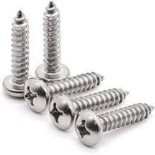 Glvaner #4 x 1/2" 200 pcs Pan Head Self Tapping Screws for Wood, 18/8 Stainless Steel 304, Phillips Round Head Sheet Metal Screws, No.2.9mm Thread Size