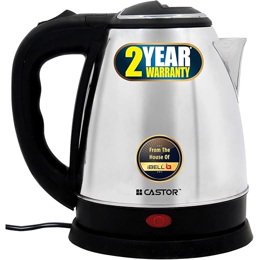 iBELL Castor CTEK15M Premium 1.5 Litre Stainless Steel Electric Kettle,1500 watts Auto Cut-Off Feature,Silver