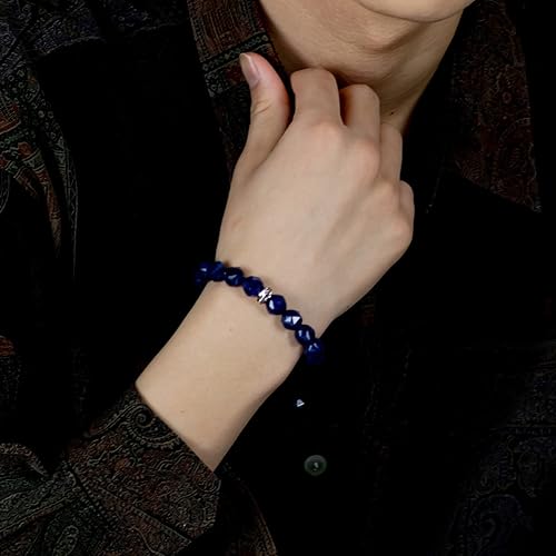 Miniatura 8 de AWNL Men's Beaded Bracelet with Sterling Silver Charm Adjustable Drawstring 10mm Sodalite Red Tiger's Eye Natural Gemstone, 5.9''-7.5''