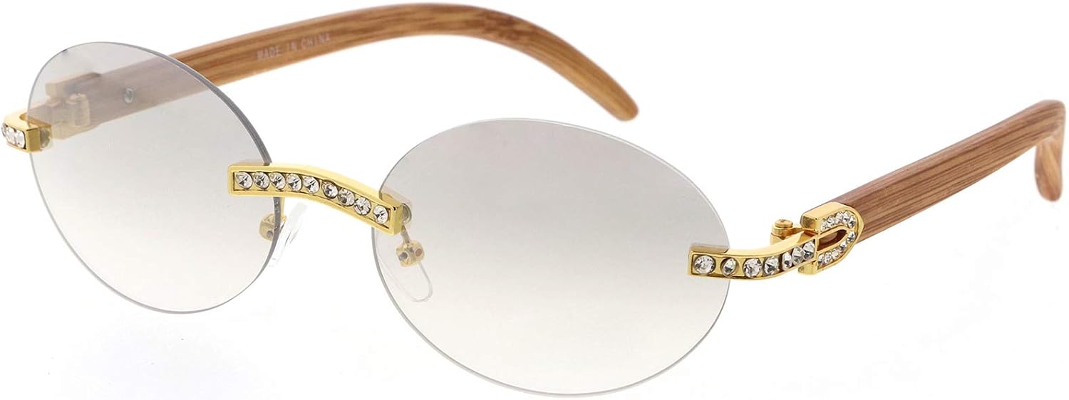 zeroUV Luxe 90s Inspired Premium Rhinestones Decorated Oval Sunglasses 56mm
