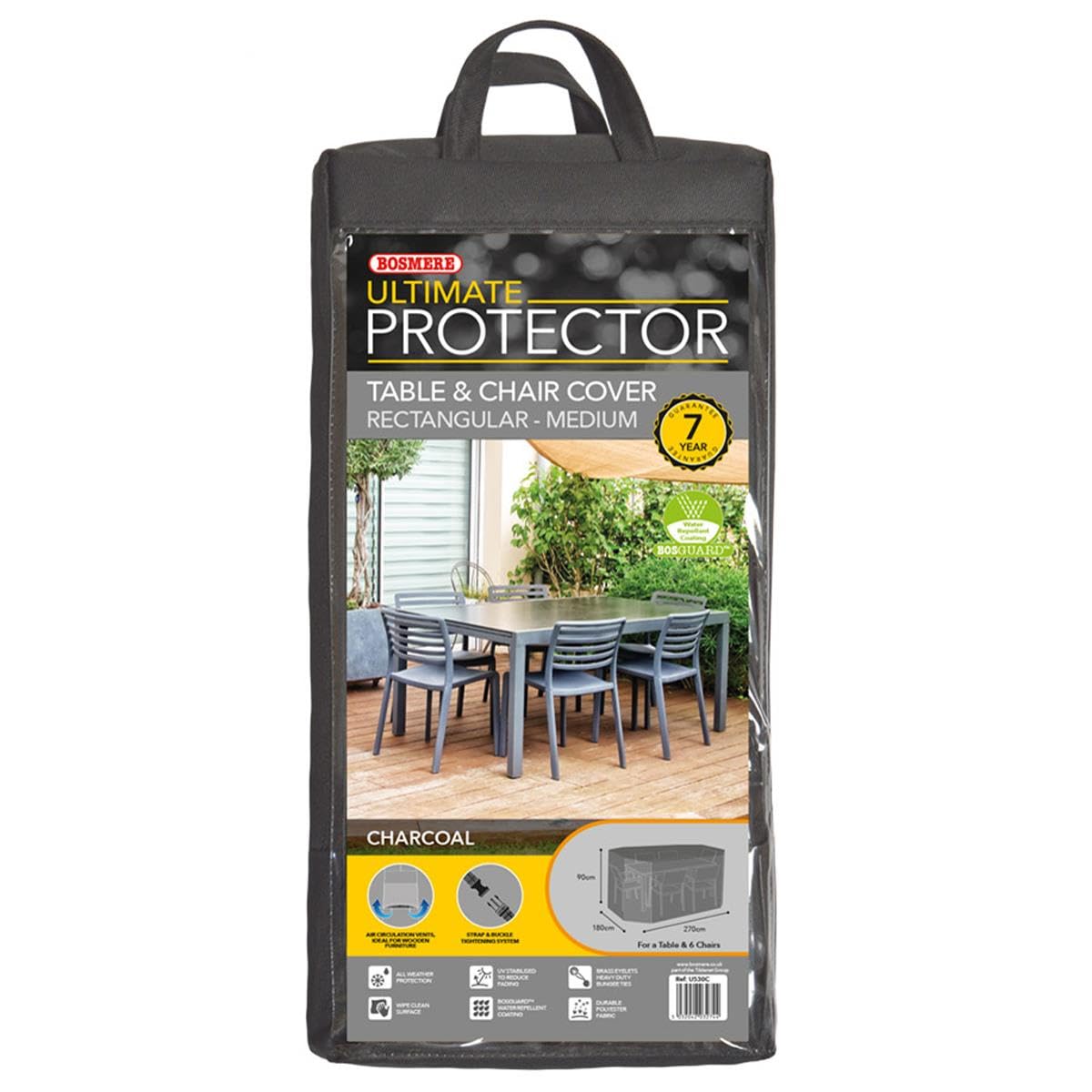 Bosmere Ultimate Protector Rectangular Patio Set Cover 6 Seat Charcoal U530C