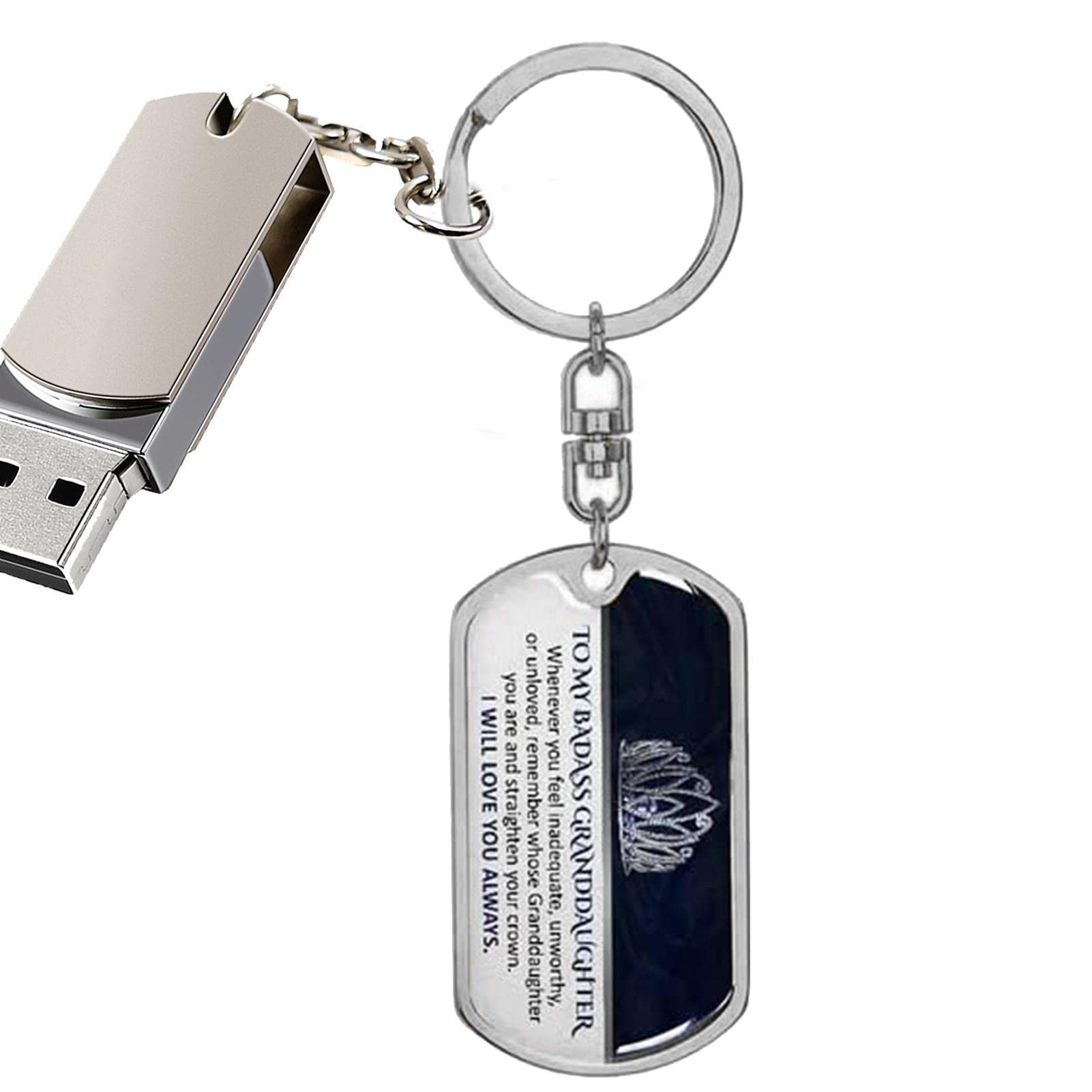 Gimocool Silver Keepsake For Granddaughter Keychain, To My Badass Granddaughter Keychain Keepsake Gift, Personalized Birthday Gifts, 4 Colors