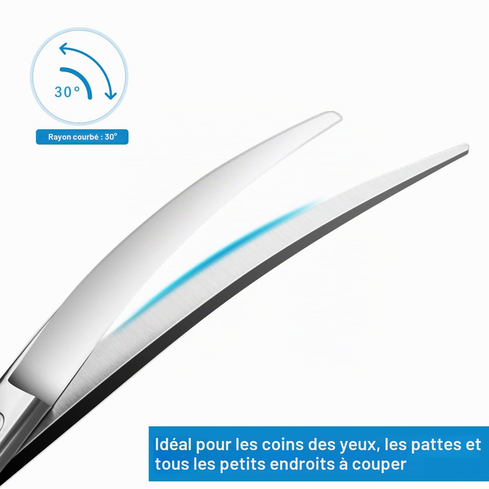 HASHIMOTO Ciseaux de toilettage pour chiens, 6.5 pouces, lames courbes à 30 degrés, poids léger, ciseaux pour animaux de compagnie pour couper le visage et les pattes.