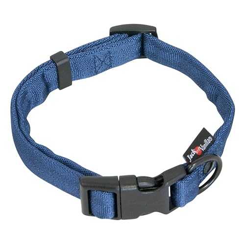 JACK AND VANILLA, Collar para Perro, Modelo Comfort Tube Nylon, Color Azul, Tamaño 20 mm x 31-47 cm