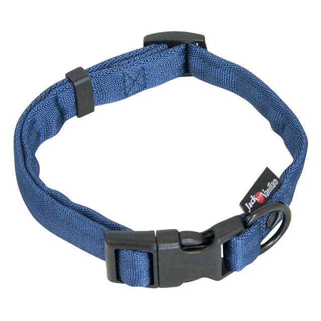 JACK AND VANILLA, Collar para Perro, Modelo Comfort Tube Nylon, Color Azul, Tamaño 20 mm x 31-47 cm