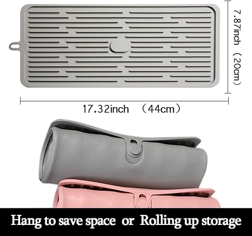 Miniatura 2 de Tapete de silicona para secar platos, funciona para secar copas de cóctel, ollas, sartenes, cuchillos y escurridor para cocina, encimera, fregadero,