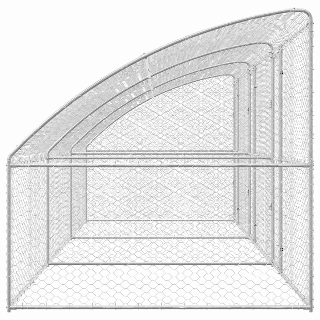 Gabbia per cani in acciaio zincato, 600 x 200 x 200 cm, 3 pezzi, argento, con tetto a rete e sistema di serratura, ideale come cuccia per cani, cuccioli, recinto per giardino, terrazza