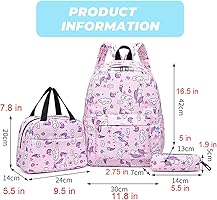 Morbuy Girls Stylish Backpack Kids School Bag Set 3 In 1 Book Bag Large