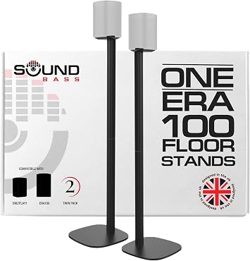 One / ERA100 Floor Stand Twin Pack 2pcs, Black | Compatible with Sonos One, Gen 2, Play1, SL | Future-Proof Design Also Compatible with ERA 100, Designed by Sound Bass UK. Double, Pair