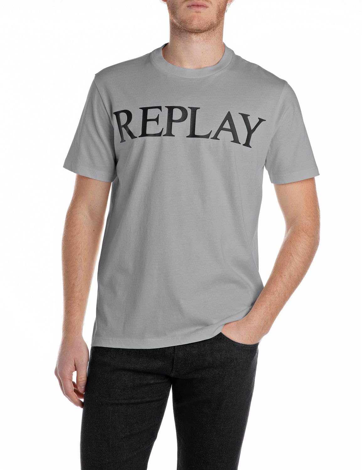 Replay Men's T-Shirt, 093 Lead Grey, S