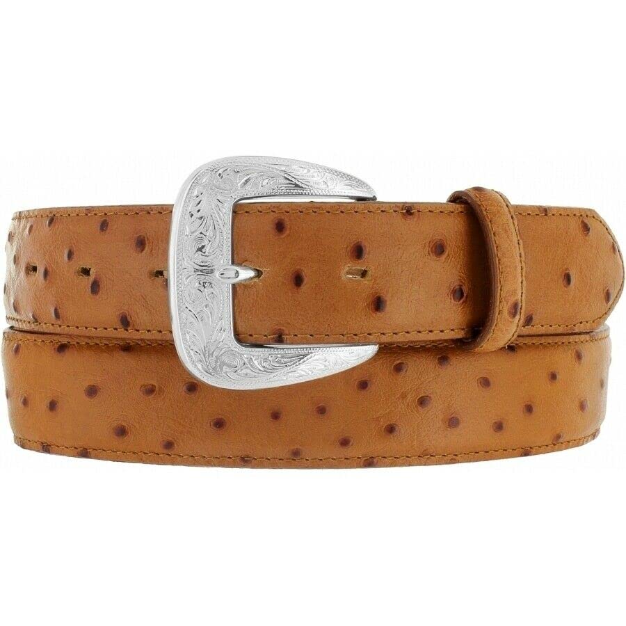 Ostrich Print Belt, PEANUT, Size 38