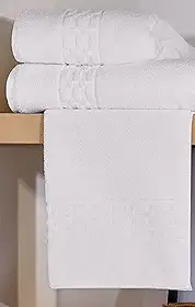 Kit Com 2 Toalhas Banho Teka Profiline Hotel e Pousada 580g/m² Gramatura Fio Duplo Toque Macio e Super Absorção Branca 86x150cm (SUPER LUXO)