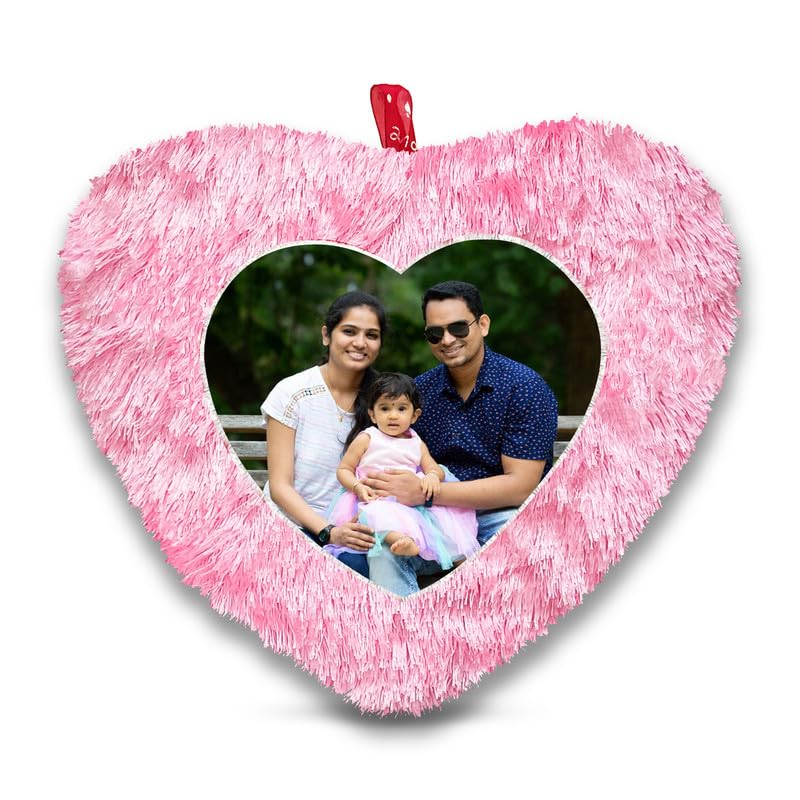Fur Personalized Gift Photo Cushion for Boyfriend Girlfriend Husband Wife on Occasions Valentine's Day Birthday Anniversary Special Love Gift Heart 15x17 inch, Pink (PC44)-image-45