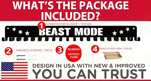 Miniatura 6 de Percha de exhibición de medallas Premium Never Give Up con 20 ganchos, exhibidor de medallas para pared con 16 pulgadas de largo, exhibidor de