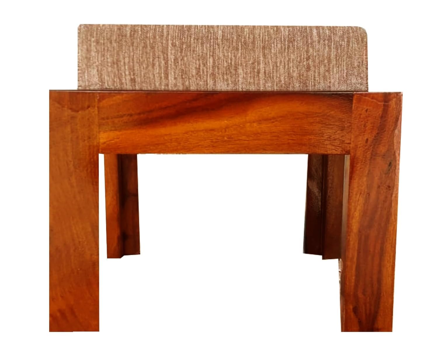 Sheesham Wood Ottoman Square Pouf Stool with Cushion | Multipurpose Strong Wooden Low Height Modern Pouffe Sitting Stool Ideal for Living Room (14x14x10 INCH) Brown_Finish-image-32
