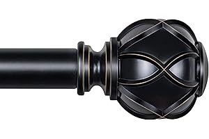 KAMANINA 1-Inch Curtain Rods, Black Curtain Rods 120-170 Inches