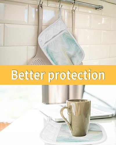 Miniatura 7 de Abstract Gradient 5Pcs Pot Holders for Kitchen,Non Slip &amp; Heat Insulation Terry Cloth Potholder Set with Pocket,Thick Hot Pad Oven Mitts Trivet