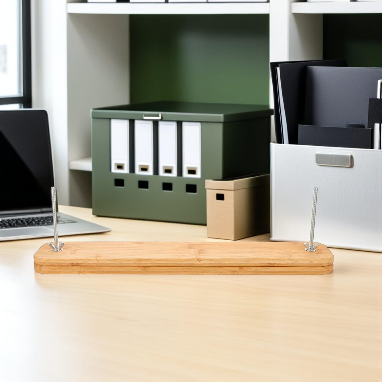 Toyvian Prensa de Encuadernación Rectangular de Madera 43,8×8 Cm con 2 Tornillos Ajustables, Herramienta de Sujeción para Libros, Kit de Suministros para Encuadernación Manual en Oficina