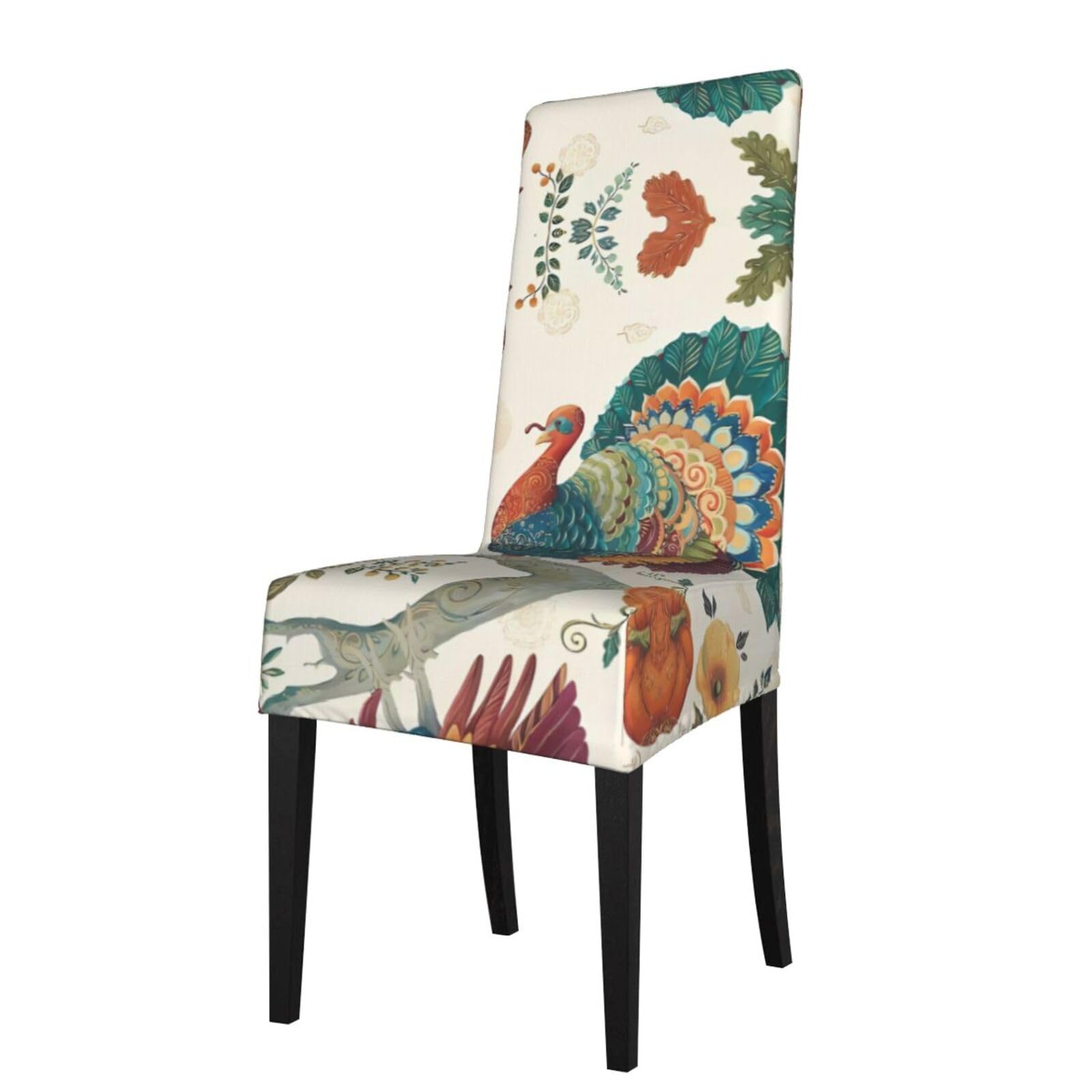 Yyhwhjde Black Thanksgiving Turkey Prints Protection Cover For Dining Chair – Stretch Slipcovers For A Fresh, Refreshed Dining Room Look!