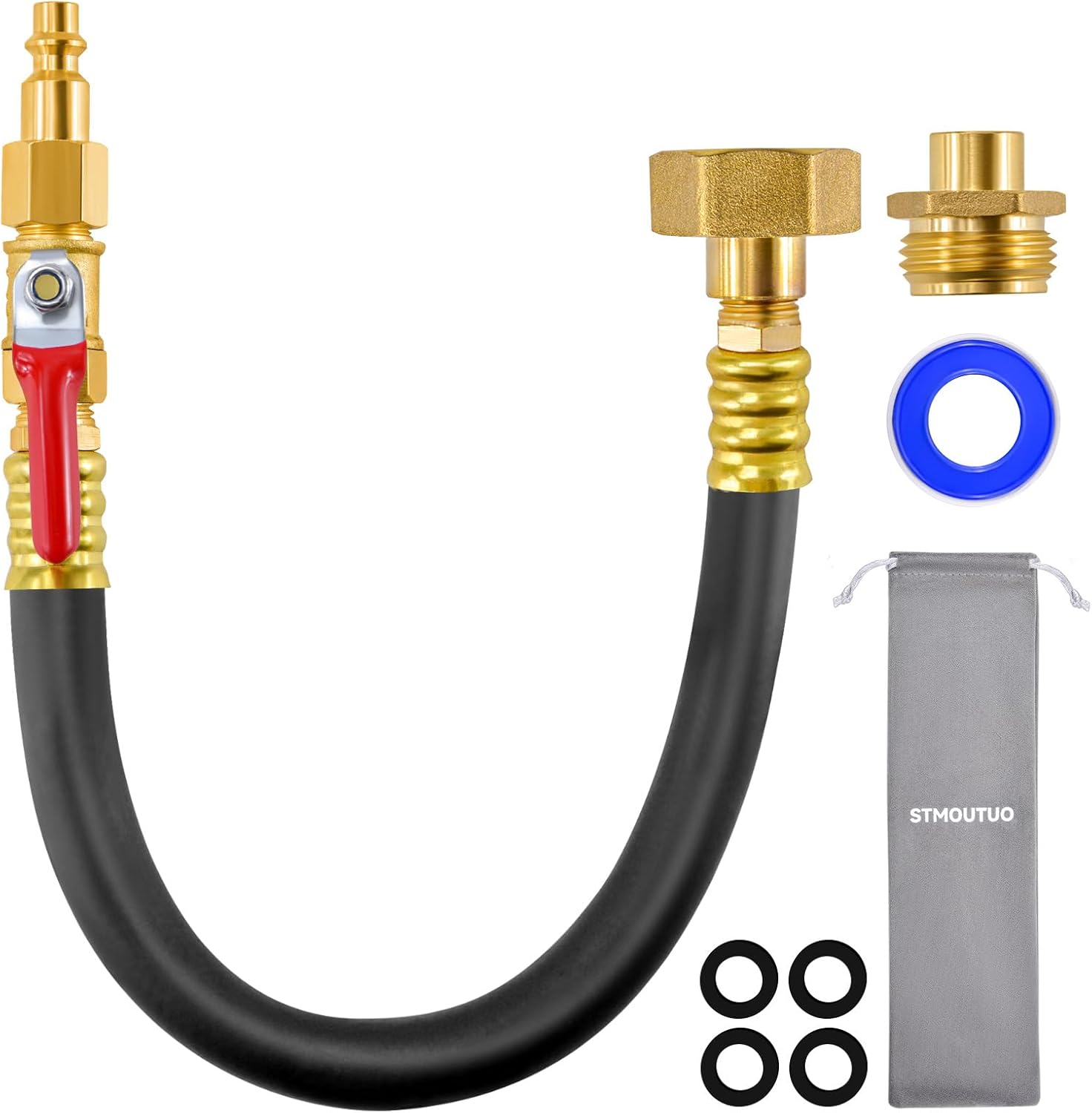 16.9" RV Winterizing kit, RV Water Blowout, for Camper, Sprinkler Systems, Boat, Motorhome Systems, Ship, air Compressor Quick Connect Plug to 3/4" Hose Blowout Adapter with Valve, with Bag