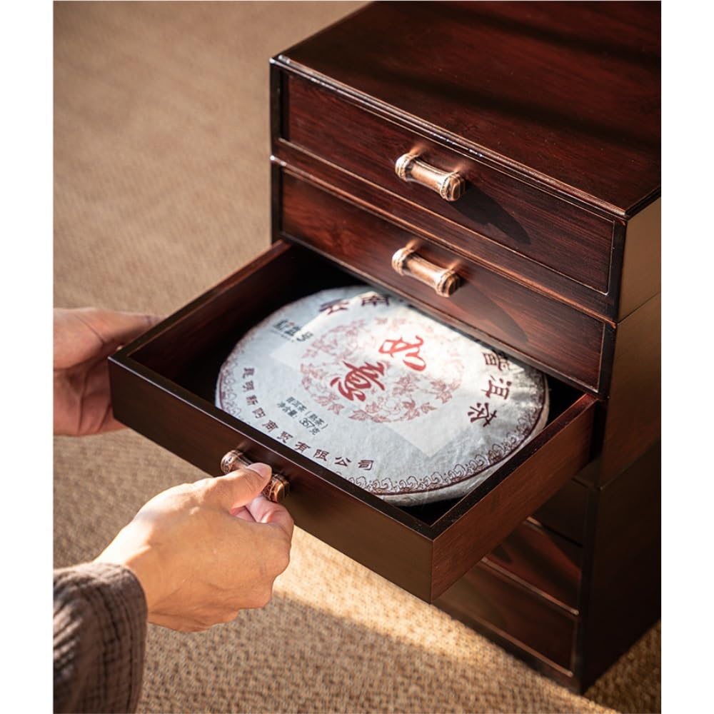 Tarro De Azúcar Caja de Almacenamiento té a Granel for la Cocina del hogar múltiples Capas con cajones Juego Chino Bote De Té(Three Layers)