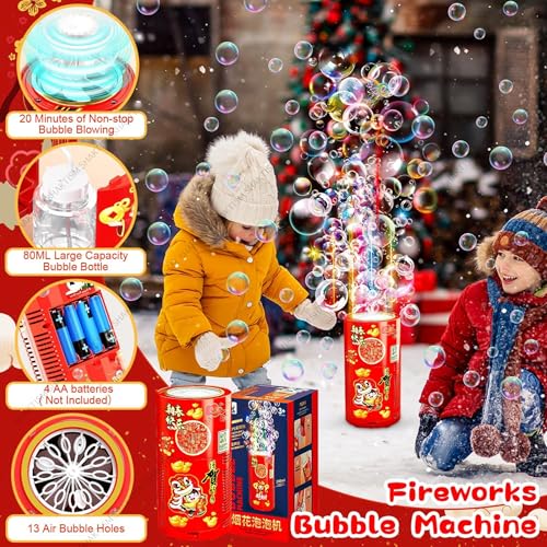 Image of SHAKTISM Tower Bubble Maker Machine, Automatic Bubble Blower for Kids & Parties, Toys with Lights & Sounds Fireworks Effect for Outdoor Indoor Party Wedding Lawn Decoration, Red