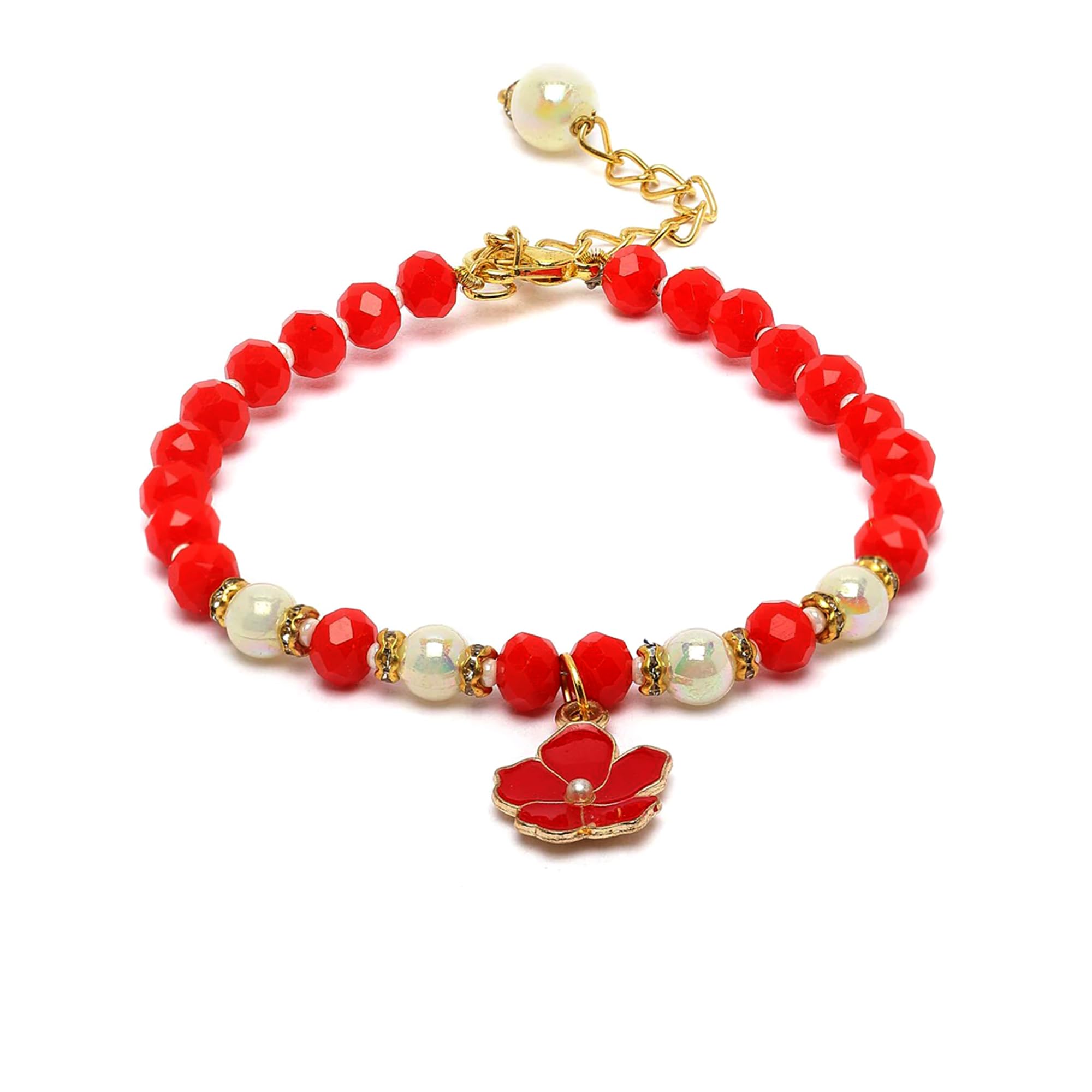ZENEME Gold Plated Enamelled Flower Hanging Traditional Pearl Studded and Beaded Lumba Rakhi/Bracelet Rakhi for Bhabhi with Roli Chawal and Raksha Bandhan Greeting Card (Orange) (B0CBJPCHDN) Amazon Price History, Amazon Price Tracker