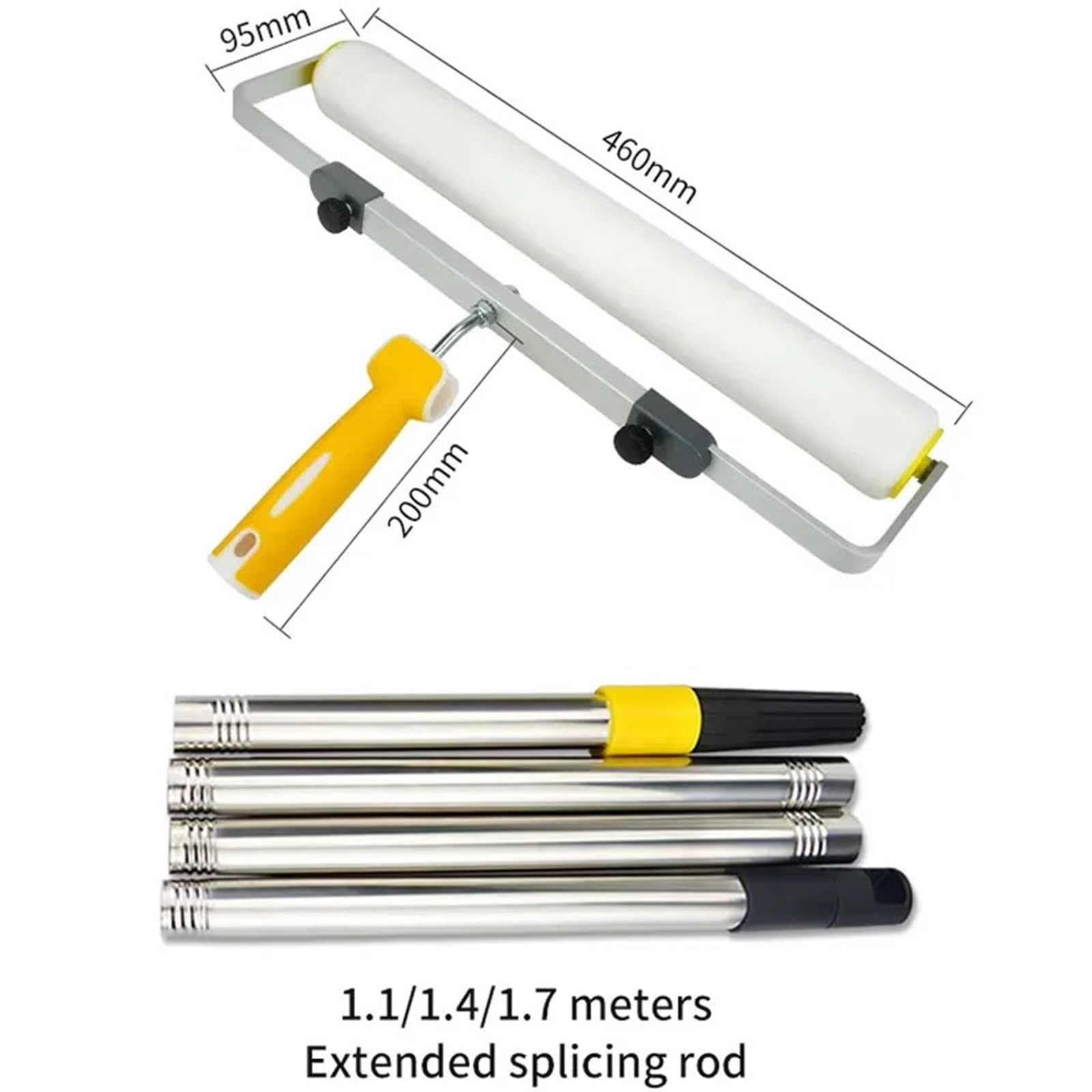 Rodillos Para Pintar Paredes Rodillo de pintura de 18 pulgadas y 46 cm con mango de felpa corto, medio y largo for decoración de paredes, soporte for herramientas de 9 mm.(2rollers with Shelve)