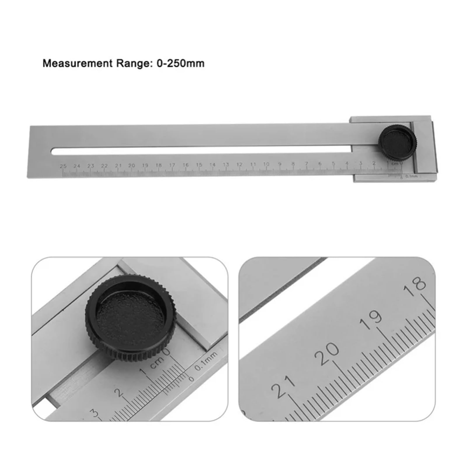 Herramienta de medición Calibre Regla Marcado carpintería Alta precisión Rango 0-250mm