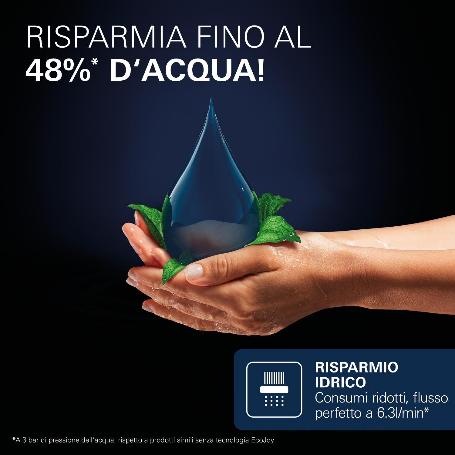 GROHE Vitalio Joy+ 120 Set Doccia: (doccetta ⌀ 120 mm 3 getti, risparmio idrico 6,3 l/min, protezione antiscottatura, tubo flessibile 1,75 m, asta 60 cm con piatto doccia), cromato, 1348660000