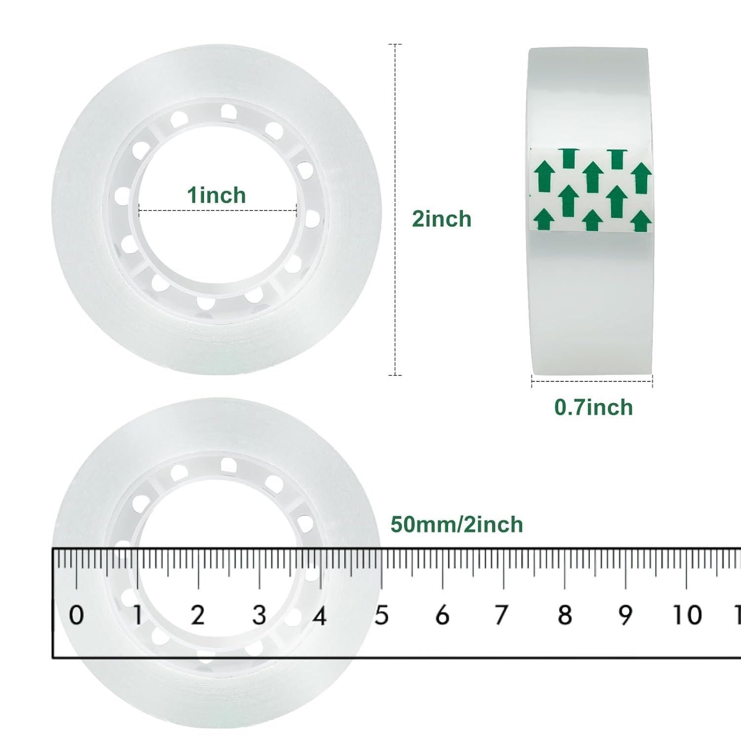 JACMD 12 Rollen transparentes Klebeband, 1,9 x 2,286 cm, Allzweck-Klebeband für Büro, Zuhause, Schule, Verpackung und Geschenkverpackungen