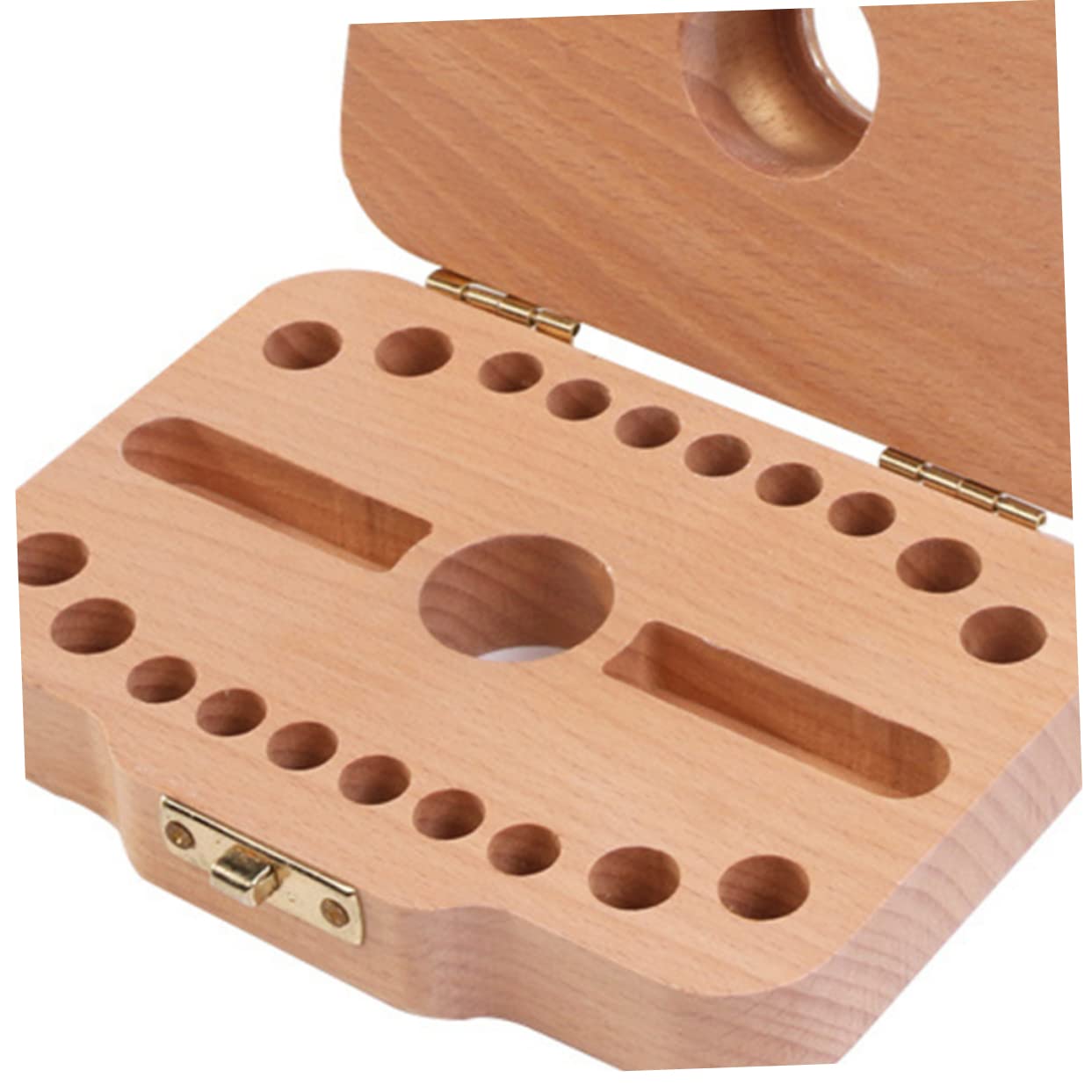 ULDIGI Tooth Keepsake Box Wooden Camera Shape Tooth Storage Case Boys and Girls Lanugo Slot and Info Label